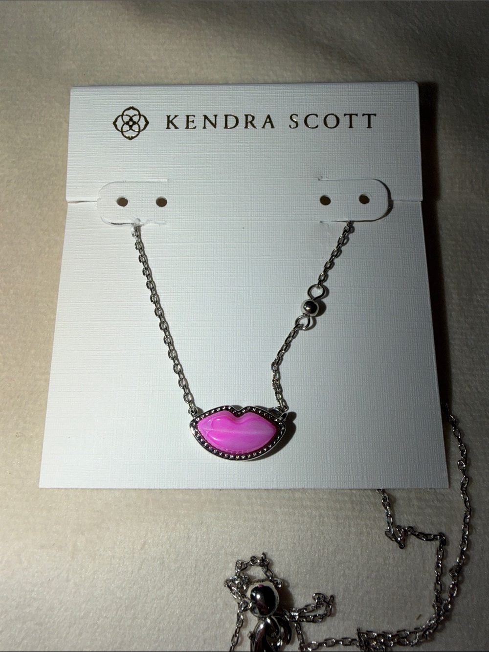 Kendra Scott Pink Lip Pendant Necklace in Silver-Tone